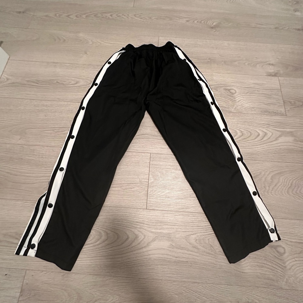 Black Track Pants with White Stripes